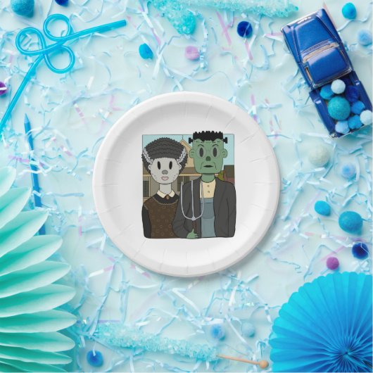 Frankenstein en de bruid van Frankenstein Papieren Bordje (Feest)