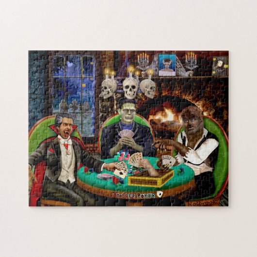 Frankenstein en Dracula Halloween Monster Poker Legpuzzel (Horizontaal)