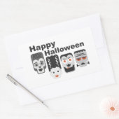 Frankenstein en griezelige vrienden - zwart, wit e rechthoekige sticker (Envelop)