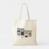 Frankenstein en griezelige vrienden - zwart, wit e tote bag (Achterkant)