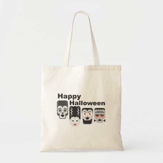 Frankenstein en griezelige vrienden - zwart, wit e tote bag (Voorkant)