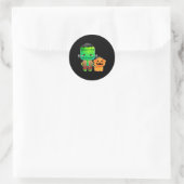 Frankenstein En Pompoen Hond Halloween Ronde Sticker (Tas)