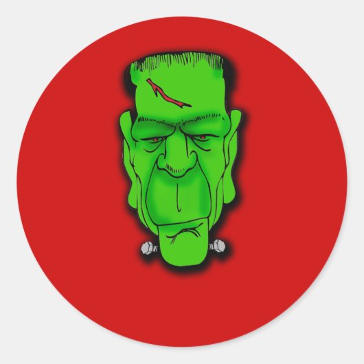 Frankenstein Face Caption het zelf! T-shirten Ronde Sticker (Voorkant)