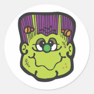 frankenstein gezicht cartoon ronde sticker