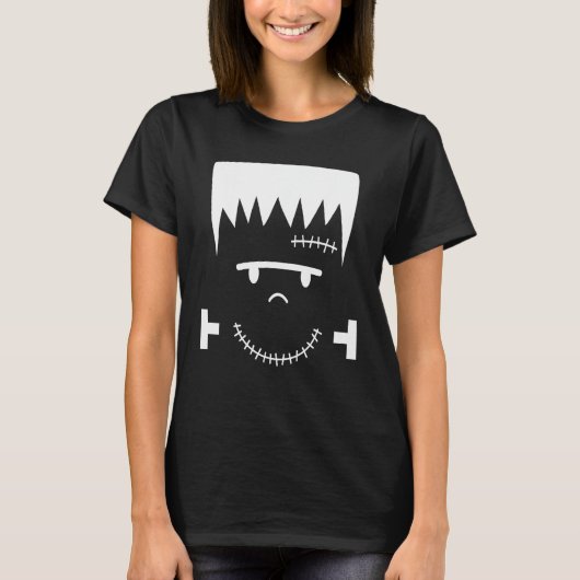 Frankenstein gezicht grappig Halloween kostuum T-shirt (Voorkant)