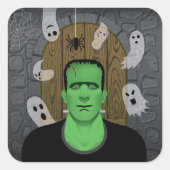 Frankenstein & Ghosts Square Sticker (Voorkant)