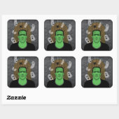 Frankenstein & Ghosts Square Sticker (Vel)