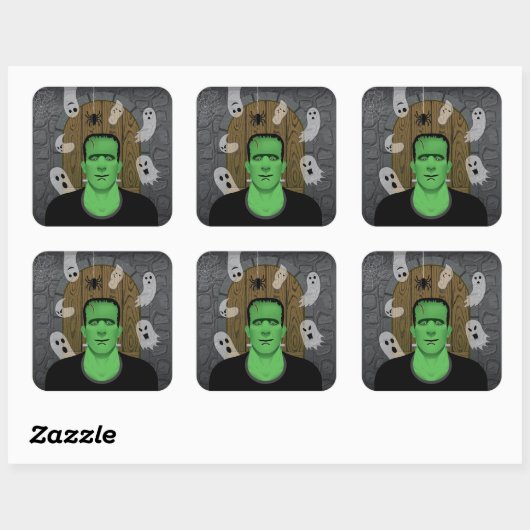 Frankenstein & Ghosts Square Sticker (Vel)