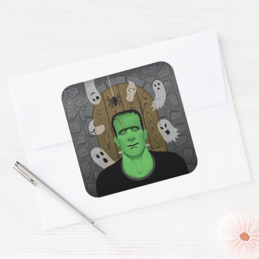 Frankenstein & Ghosts Square Sticker (Envelop)