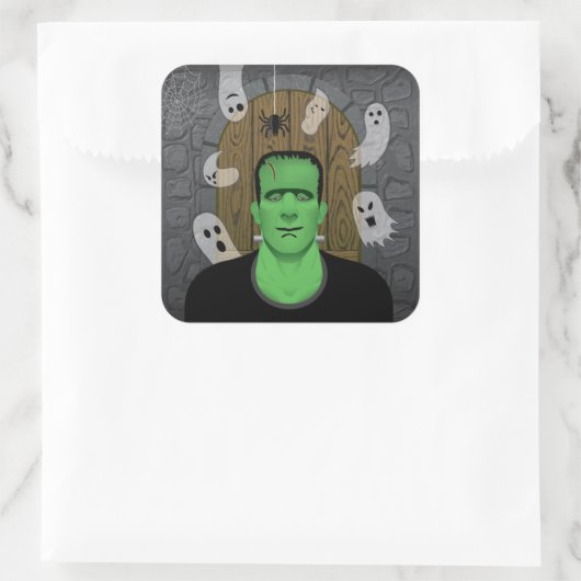 Frankenstein & Ghosts Square Sticker (Tas)