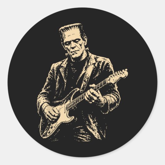 Frankenstein Gitaar Ronde Sticker (Voorkant)