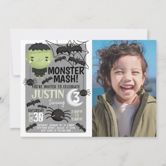 Frankenstein Halloween Birthday Party Invitation Kaart (Voorkant)