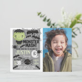 Frankenstein Halloween Birthday Party Invitation Kaart (Staand voorkant)