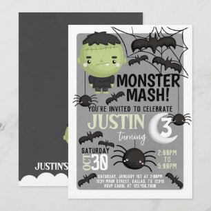 Frankenstein Halloween Birthday Party Invitation Kaart