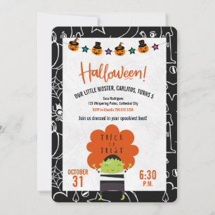 Frankenstein Halloween Birthday Party Invitation Kaart