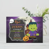Frankenstein Halloween Birthday Uitnodiging (Staand voorkant)