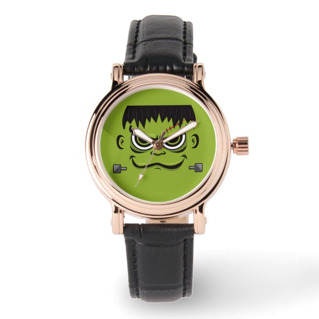 Frankenstein Halloween Face Horloge (Voorkant)