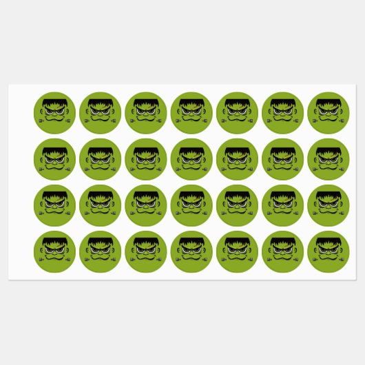 Frankenstein Halloween Face Labels (Vel)