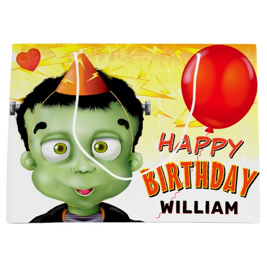 Frankenstein Halloween Kids Verjaardag Groot Cadeauzakje (Voorkant)