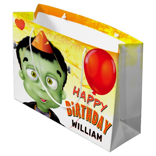 Frankenstein Halloween Kids Verjaardag Groot Cadeauzakje (Achterkant Gekanteld)