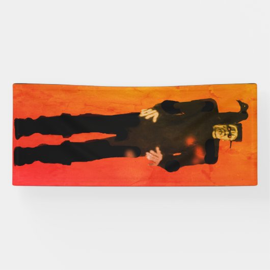 Frankenstein Halloween Party Kunst Tall Scary Spandoek (Horizontaal)