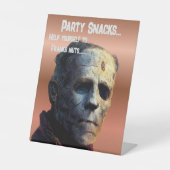 Frankenstein Halloween Party Snacks Reclamebord Met Voetstuk (Voorkant)