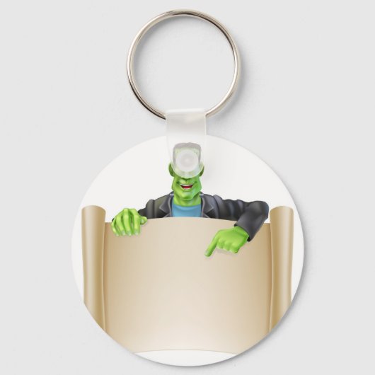 Frankenstein Halloween Sign Scroll Sleutelhanger (Voorkant)