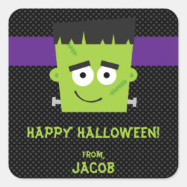 Frankenstein Halloween Sticker, Kinder Halloween Vierkante Sticker
