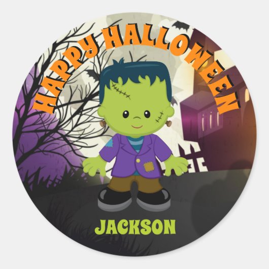Frankenstein Halloween Stickers Kinder gepersonali (Voorkant)