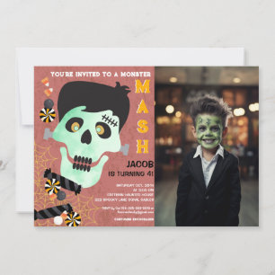 Frankenstein Halloween Verjaardag Fotouitnodiging Kaart