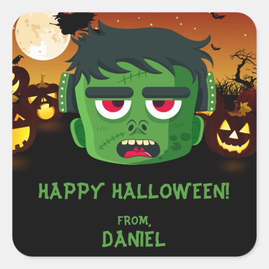 Frankenstein Halloween Vierkante Sticker (Voorkant)