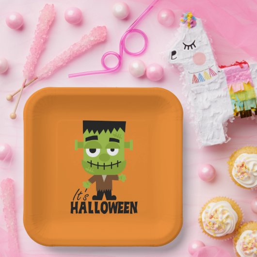 Frankenstein Het is Halloween Papieren Bordje (Feest)