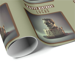 Frankenstein Hoofd Chocolade Cake Cadeaupapier
