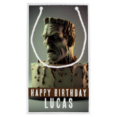 Frankenstein Hoofd Verjaardag Chocolade Cake - Klein Cadeauzakje (Achterkant)