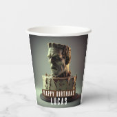 Frankenstein Hoofd Verjaardag Chocolade Cake - Papieren Bekers (Achterkant)