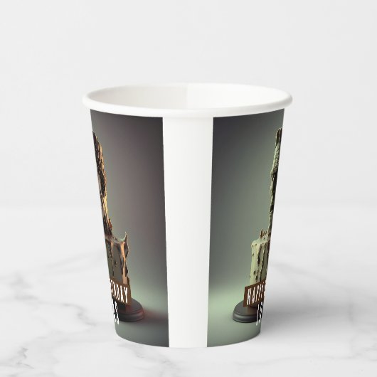 Frankenstein Hoofd Verjaardag Chocolade Cake - Papieren Bekers (Links)