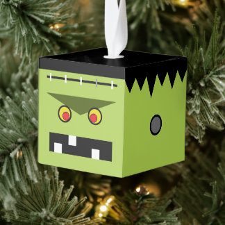 Frankenstein Houten Kubus Halloween Ornament