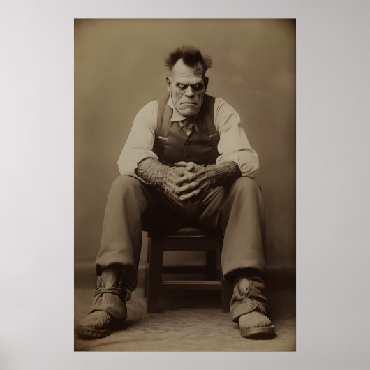 Frankenstein in Studio Vintage Gotische Kunstposte Poster (Voorkant)