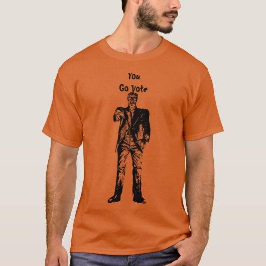 Frankenstein Je gaat stemmen Halloween Verkiezinge T-shirt (Voorkant)