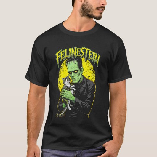 Frankenstein Kat Liefhebber Felinestein Grappig Ha T-shirt (Voorkant)