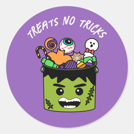 Frankenstein Kinder Snoep Halloween Party Ronde Sticker (Voorkant)