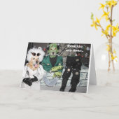 Frankenstein Lab Halloween Kaart (Gele Bloem)