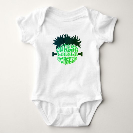 Frankenstein Little Monster Halloween Green Romper (Voorkant)