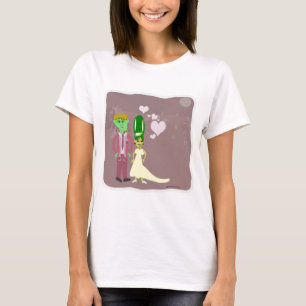 Frankenstein Love Cartoon Halloween Character Art T-shirt