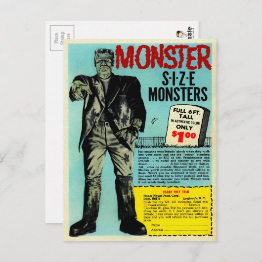  Frankenstein Mail Order Advertisement Briefkaart (Voorkant / Achterkant)