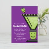 Frankenstein Martini Glass Halloween Kaart (Staand voorkant)