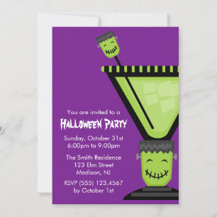 Frankenstein Martini Glass Halloween Kaart