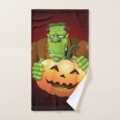 Frankenstein Monster Cartoon met pompoen Bad Handdoek (Handdoek)