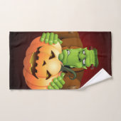 Frankenstein Monster Cartoon met pompoen Bad Handdoek (Handdoek)