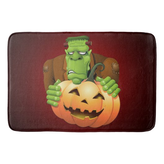 Frankenstein Monster Cartoon met pompoen Badmat (Voorkant)